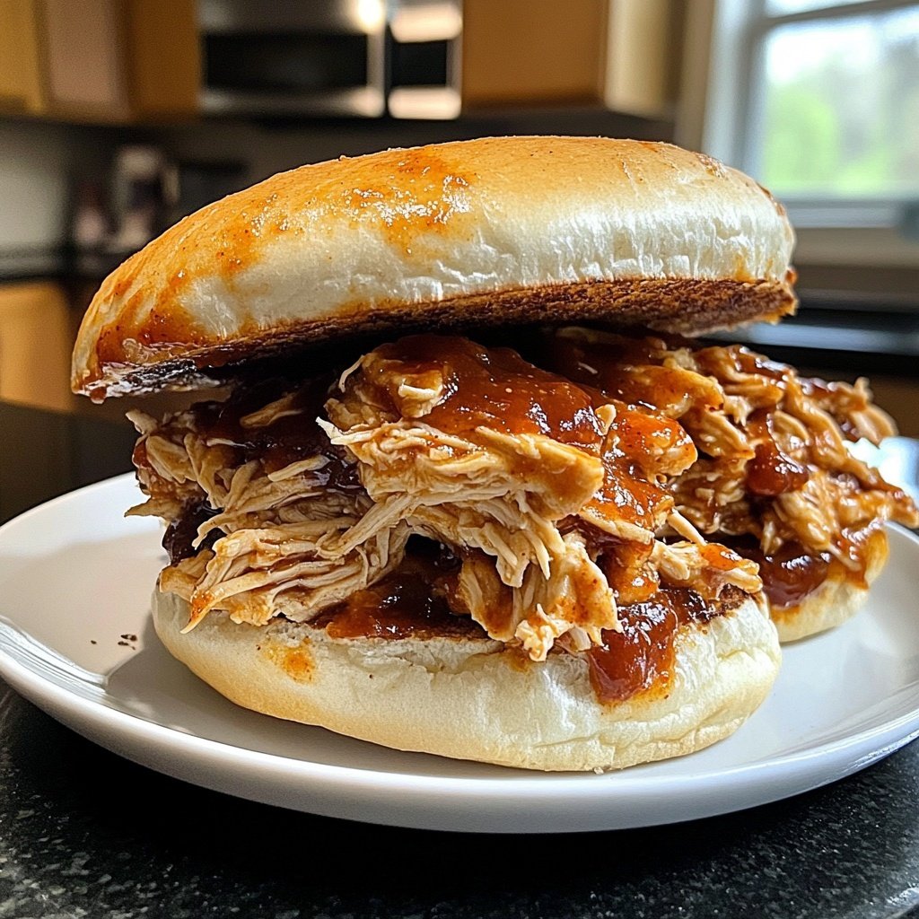 Spicy Crockpot BBQ Chicken Sandwiches