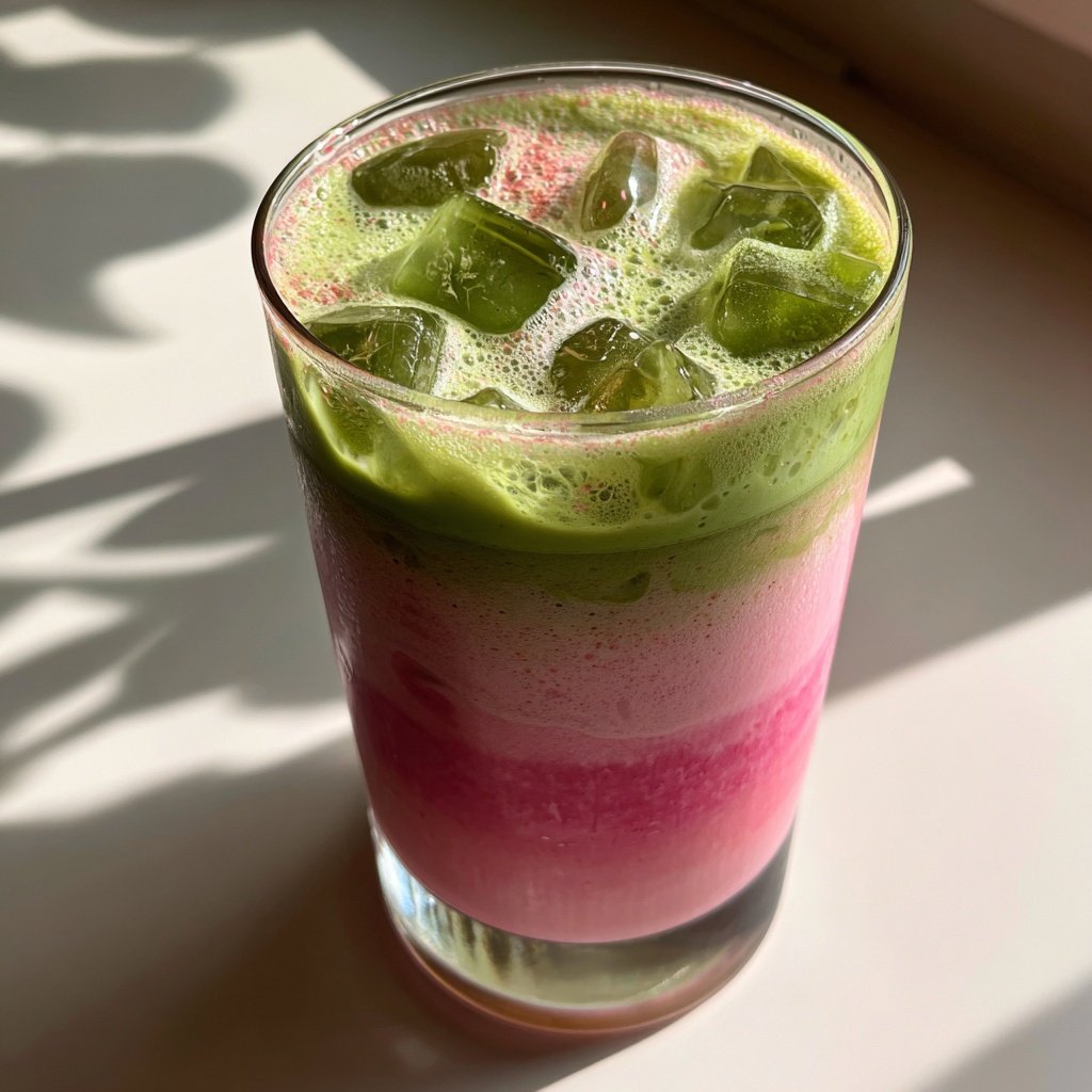 Strawberry Matcha Latte Iced