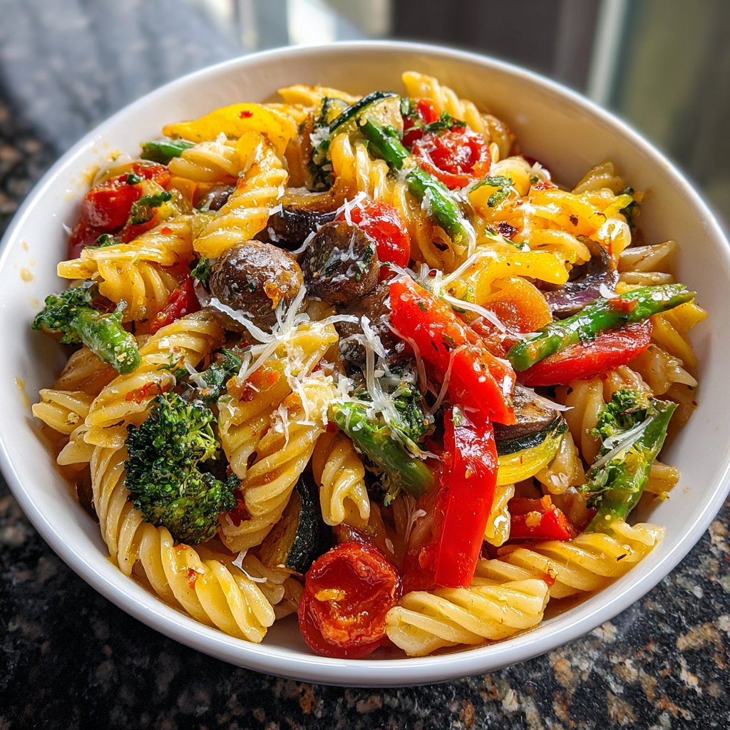Healthy Lunch Roasted Vegetable Pasta Salad