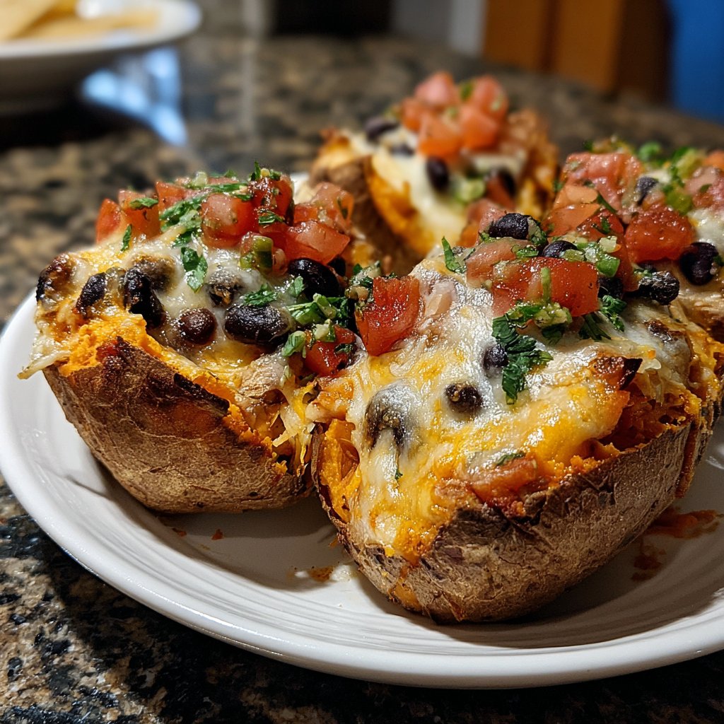 Baked Sweet Potato Veggie Boats