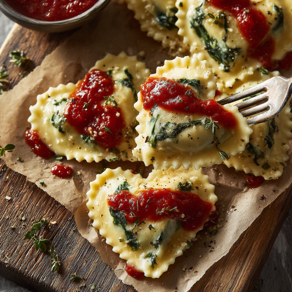 Heart-Shaped Spinach Ravioli