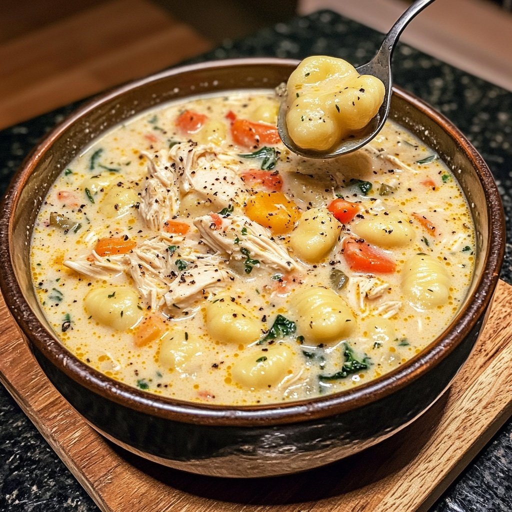 Spicy Crockpot Chicken Gnocchi Soup