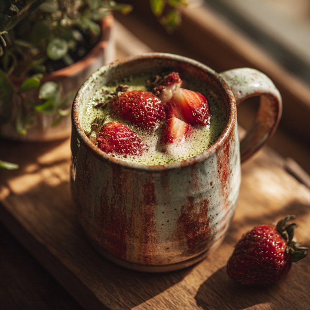 Warm Strawberry Vanilla Matcha